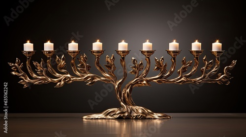 Photographie a horizontal layout of a Manorah with nine candles in a Holiday-themed JPG format