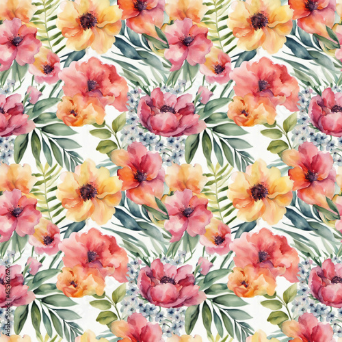 Floral shape watercolor seamless pattern.