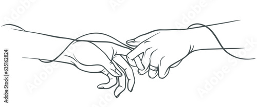 Promise couple hand line art vector illustration