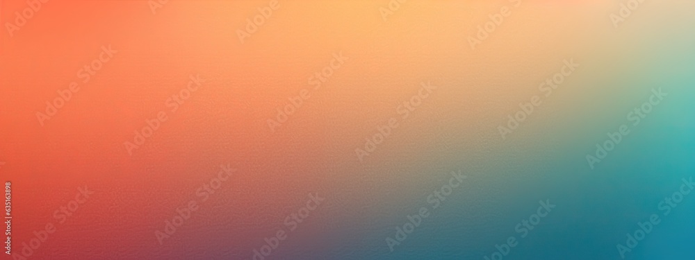 Yellow orange gold coral peach pink brown teal blue abstract background for design. Color gradient, ombre. Matte, shimmer. Grain, rough, noise. Colorful. Template