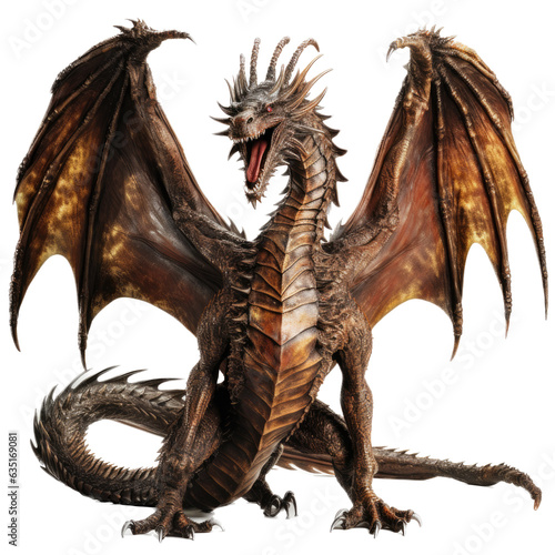  a dragon, front view in a Medieval-themed, photorealistic illustration in a PNG, cutout, and isolated. generative ai © Purple Penguin GFX