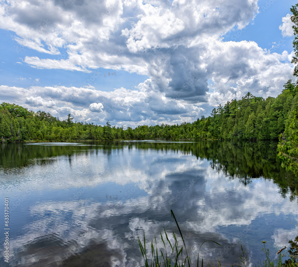 Crawford Lake, one of the few meromictic lakes  (deep waters don't mix with surface waters) around the world, highlight of the Crawford Lake Conservation Area, south of Milton, Ontario Canada