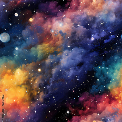Abstract space background with nebulae  stars  and galaxies in outer space AI Generative