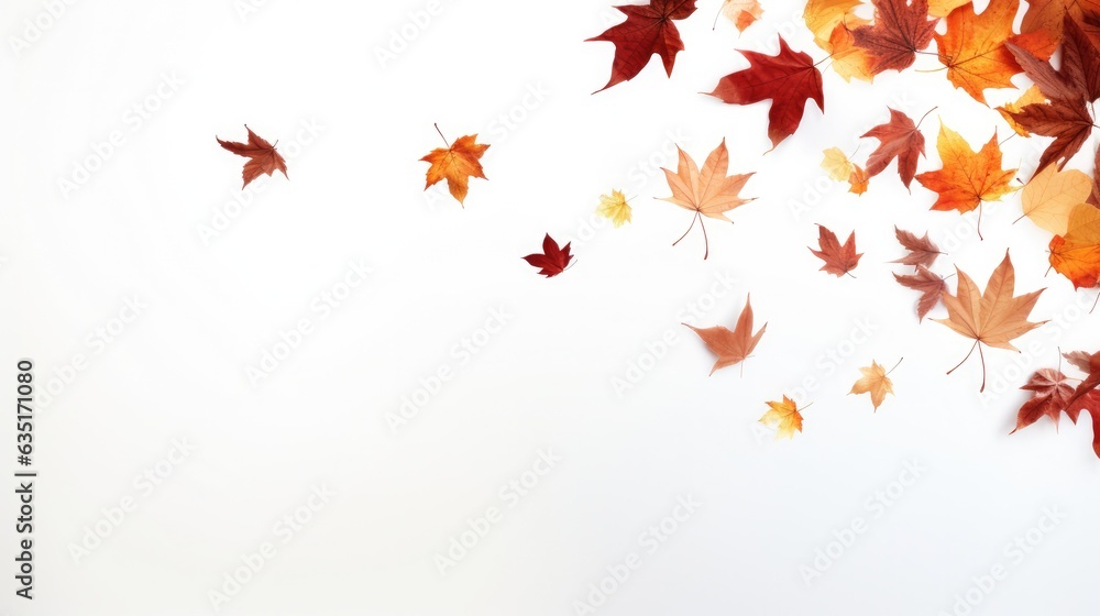 a horizontal format of Fall leaves falling as a background with space for copy in Education-themed, photorealistic illustrations in JPG. Generative ai a horizontal format of Fall leaves falling as a background with space for copy in Education-themed, photorealistic illustrations in JPG. Generative ai