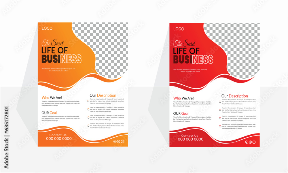 Simple Business Corporate flyer Design ,Flyer Layout with Graphic Elements and Orange Accents