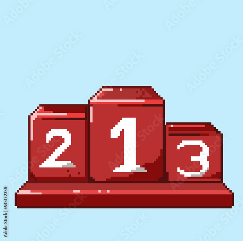 Pixel art of Red podium,winner podium of tournament pixelated. can be use for game designer pixel art that find game design asset for you'r game, item,video game asset, or just video. 