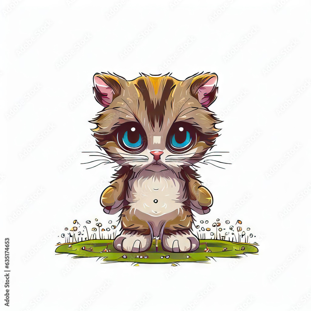 Fototapeta premium The Art of Cat Cuteness: Cute Cat on a White Background, Generative AI