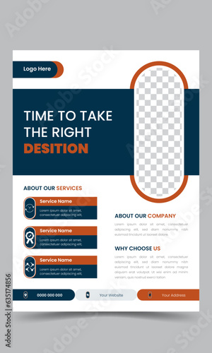 Business Flyer Template With Blue Whale And Chestnut Red Color