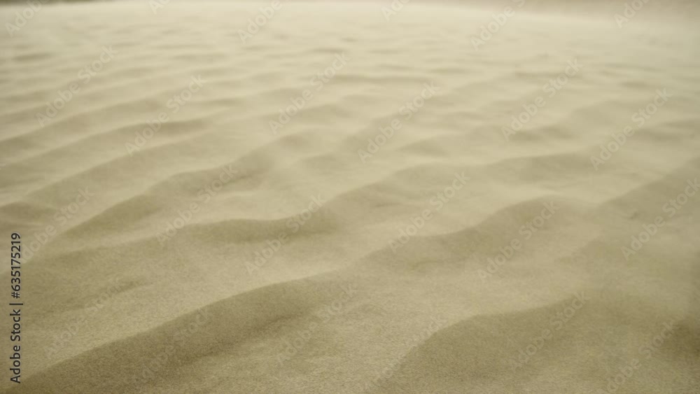 Close on sand flowing over a sand dune during sandstorm in slow motion 8K Close on sand flowing over a sand dune during sandstorm in slow motion 8K