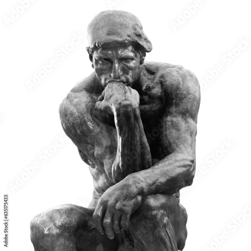 Paris, France, The Thinker by Auguste Rodin, frontal view, png format, isolated item