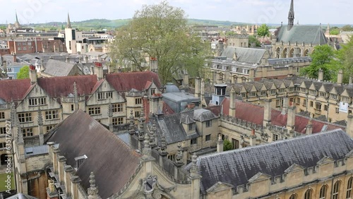 Aerial view of Brasenose College and All Saints Church in Oxford, UK. The Brasenose College is one of the constituent colleges of the University of Oxford in the United Kingdom. photo