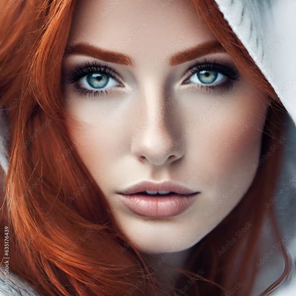 close up portrait of a red haired woman