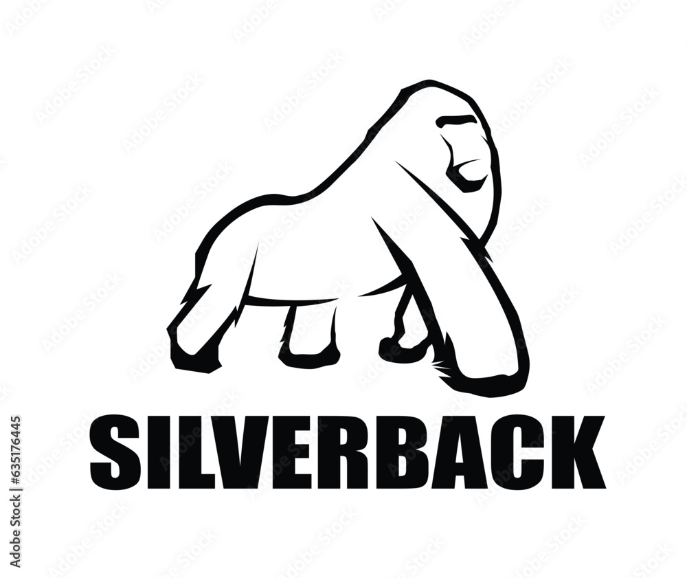 Fototapeta premium Creative black gorilla silhouette vector design symbol stock illustration