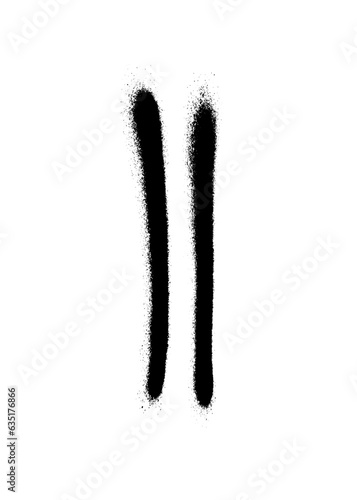 Roman numeral two painted with a black spray can on a white background. Vector illustration.