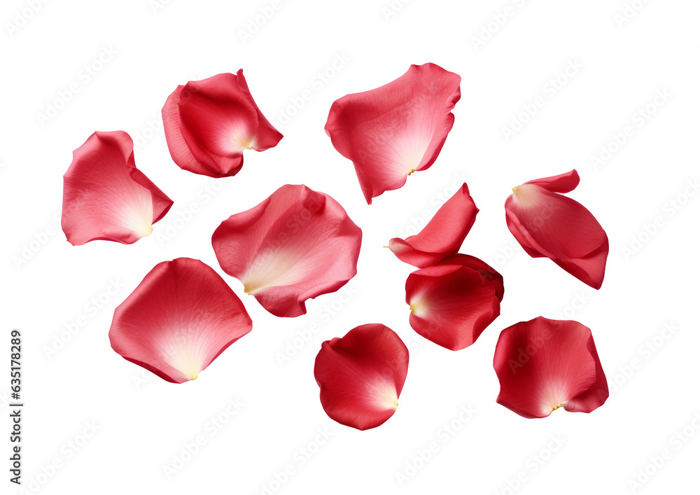 red rose flower petals scattered.