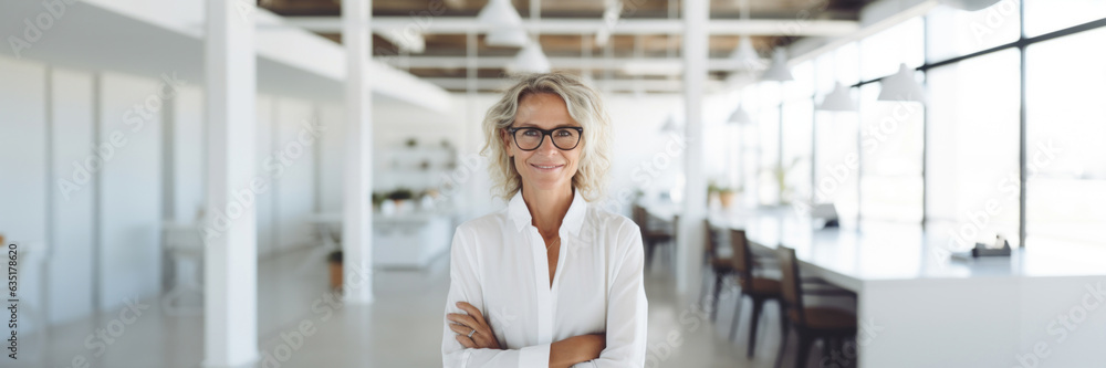 Portrait of a middle-aged business woman in a bright modern office Portrait of a middle-aged business woman in a bright modern office