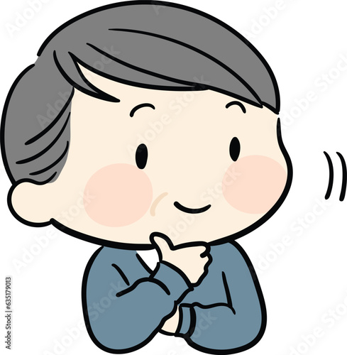Simple and cute illustration of an elderly man nodding