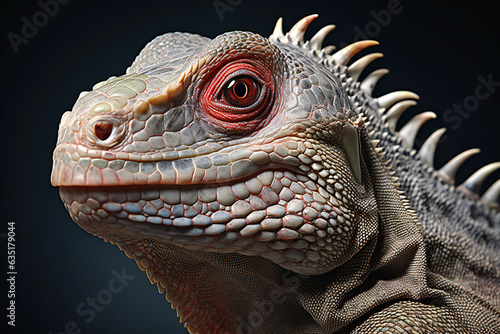 Portrait of iguana on a black background   Close-up  Generative AI