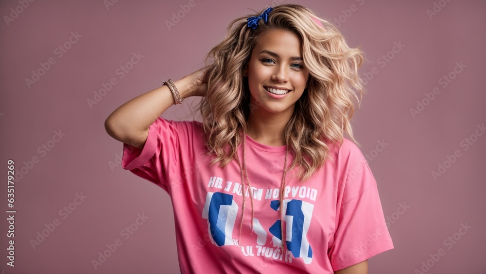 A woman in a pink shirt posing for a picture A woman in a pink shirt posing for a picture