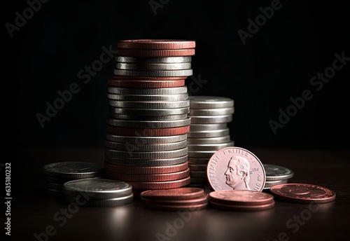 A handful of coins, cash, money
and finance. photo