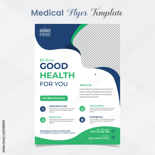 Medical care and healthcare poster and flyer template design