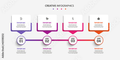 Infographic design template with icons and 4 options or steps. Can be used for process diagram, presentations, workflow layout, flow chart, info graph