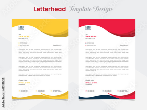 abstract company letterhead design template with colors