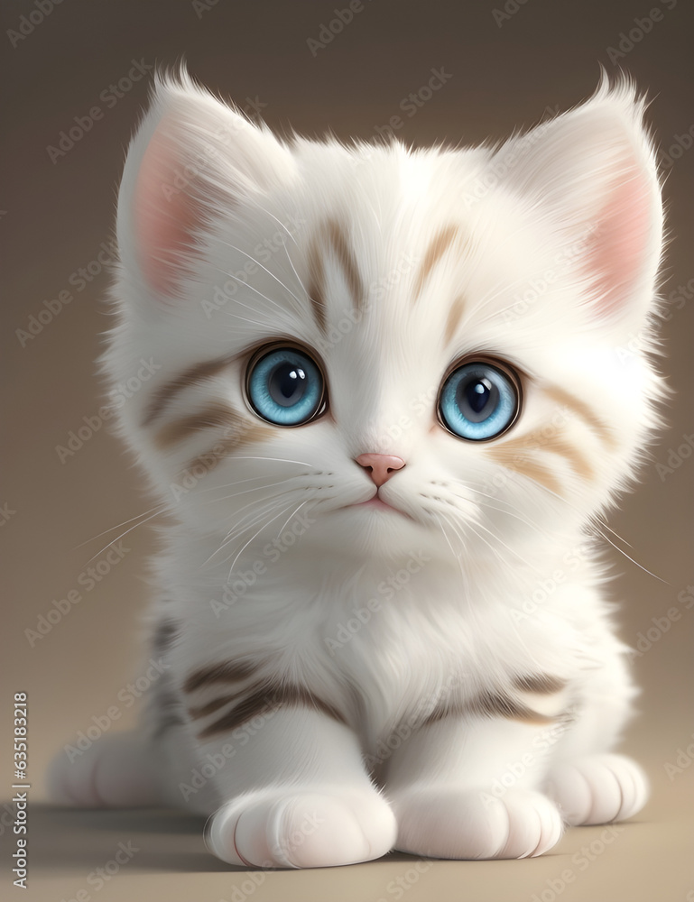 White and Light Brown Baby Cat with Bright Eyes White and Light Brown Baby Cat with Bright Eyes