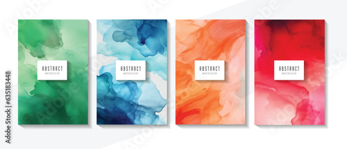 Abstract splashed watercolor textured background. Background set.