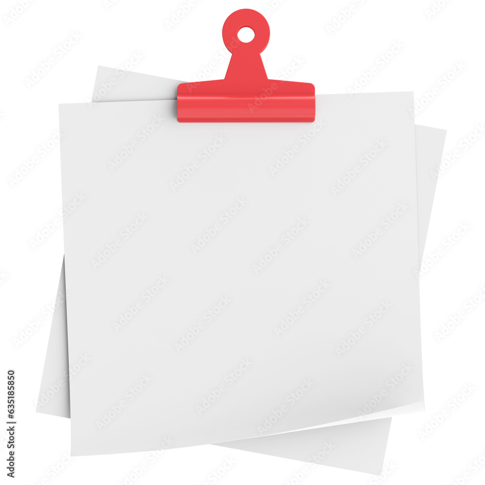 3D notepad. Sticky note. 3D illustration.