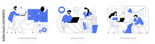 Office facilities and design isolated cartoon vector illustrations se
