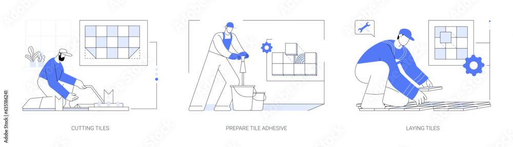 Tile flooring abstract concept vector illustrations.