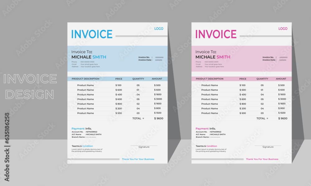 clean invoice template vector design clean invoice template vector design