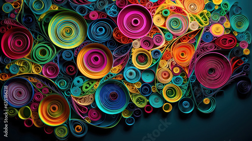 Interesting Abstract made from Paper, Paper Swirls too, Photo a colorful flower. Generative Ai