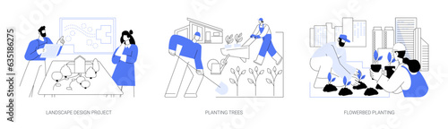 Commercial landscaping abstract concept vector illustrations.