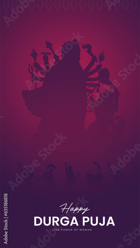 Goddess Maa Durga Face in Happy Durga Puja, Dussehra, and Navratri Celebration Concept for Web Banner, Poster, Social Media Post, and Flyer Advertising