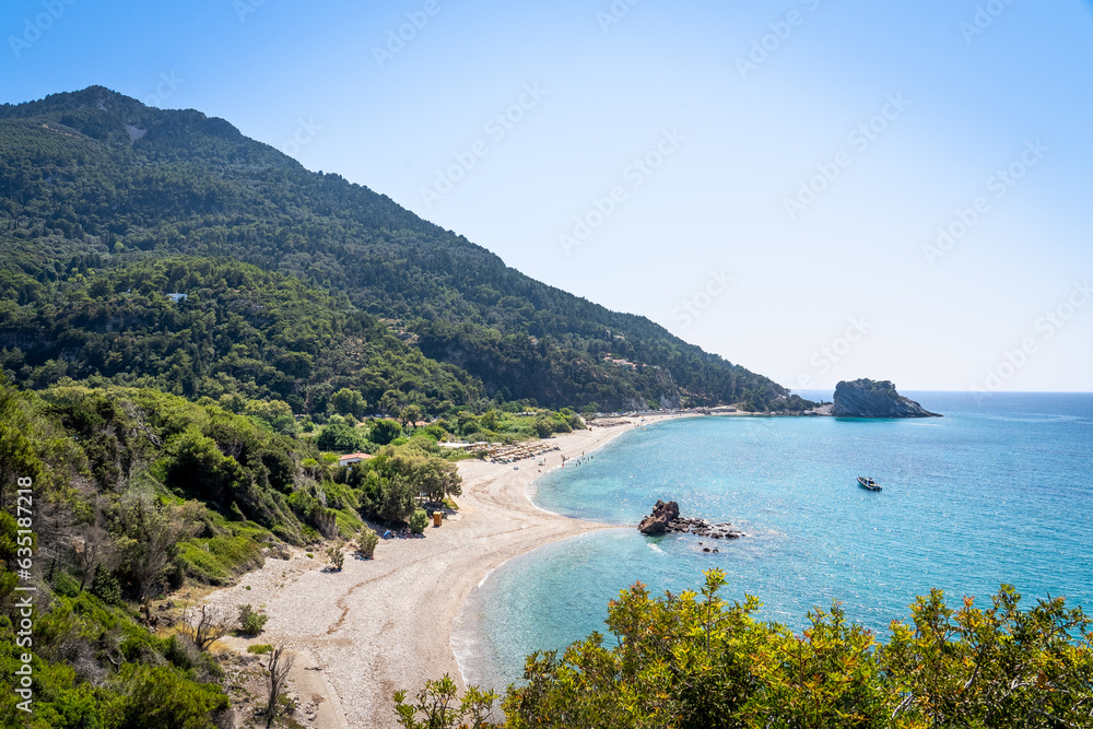 The beautiful coast of Samos in summer