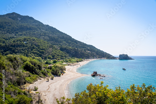 The beautiful coast of Samos in summer