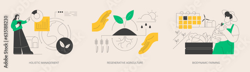 Conservation and rehabilitation farming system abstract concept vector illustrations.