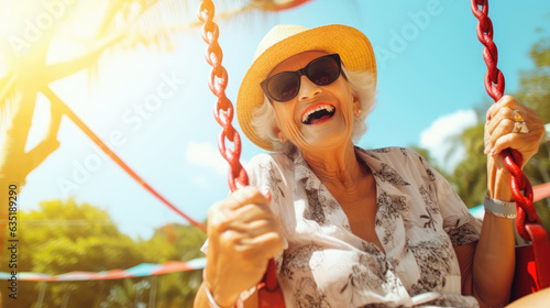 Funny and smiling elderly w...