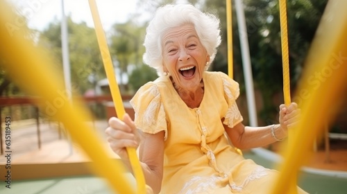 Funny and smiling elderly w...