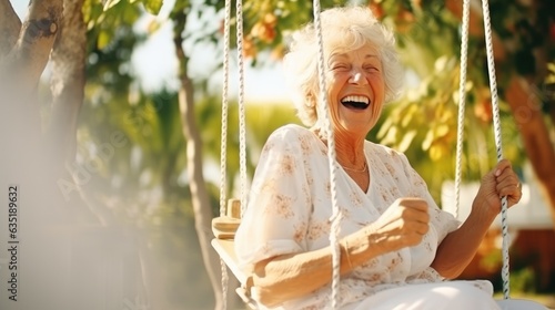 Funny and smiling elderly w...