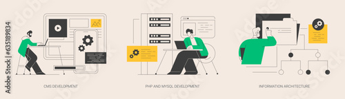 Backend development abstract concept vector illustrations.