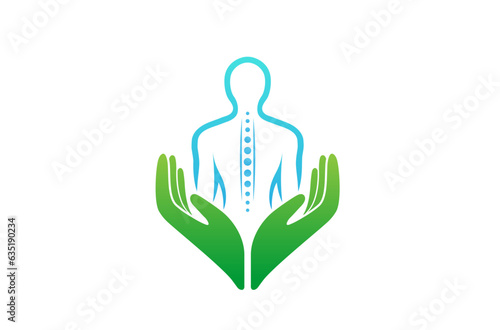 Chiropractic hands care vector Spine symbol stock illustration