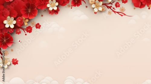 Chinese holiday background with flowers