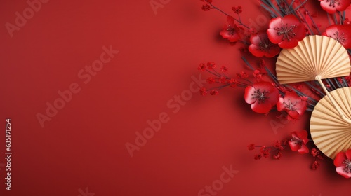 Chinese holiday background with flowers