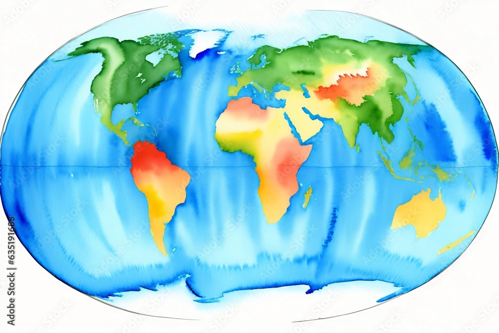 Naklejka premium A Drawing Of A Map Of The World