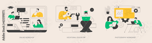 Professional learning abstract concept vector illustrations.