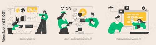 Training programs abstract concept vector illustrations.
