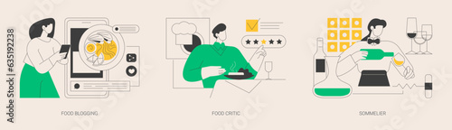 Food review abstract concept vector illustrations.
